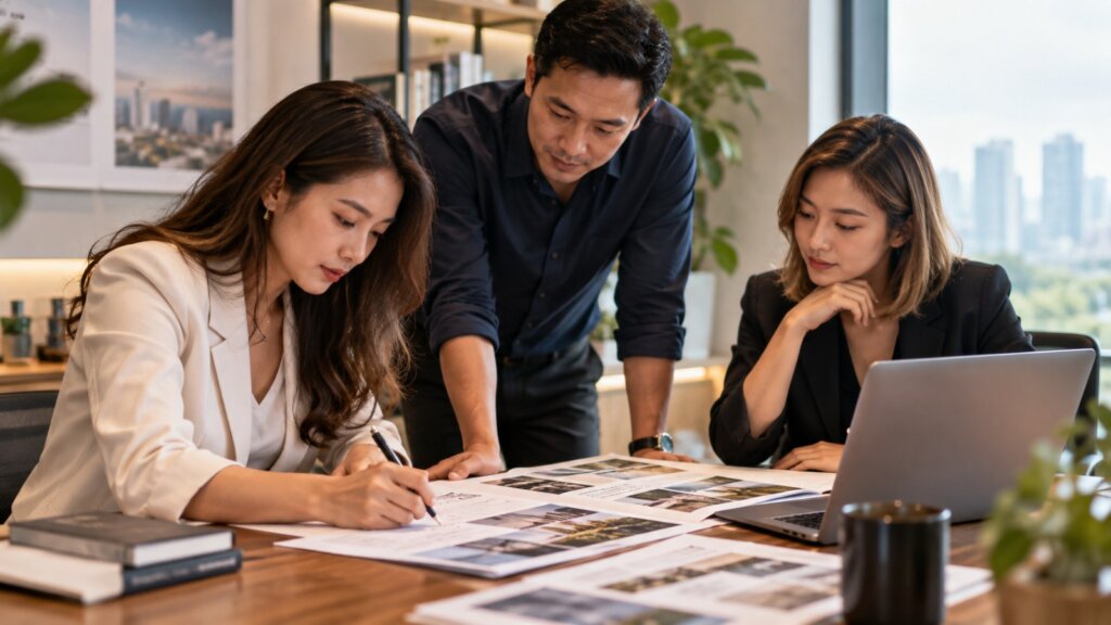 Marketing team reviewing campaign materials to make sure an Asia Record holder claim is worded accurately